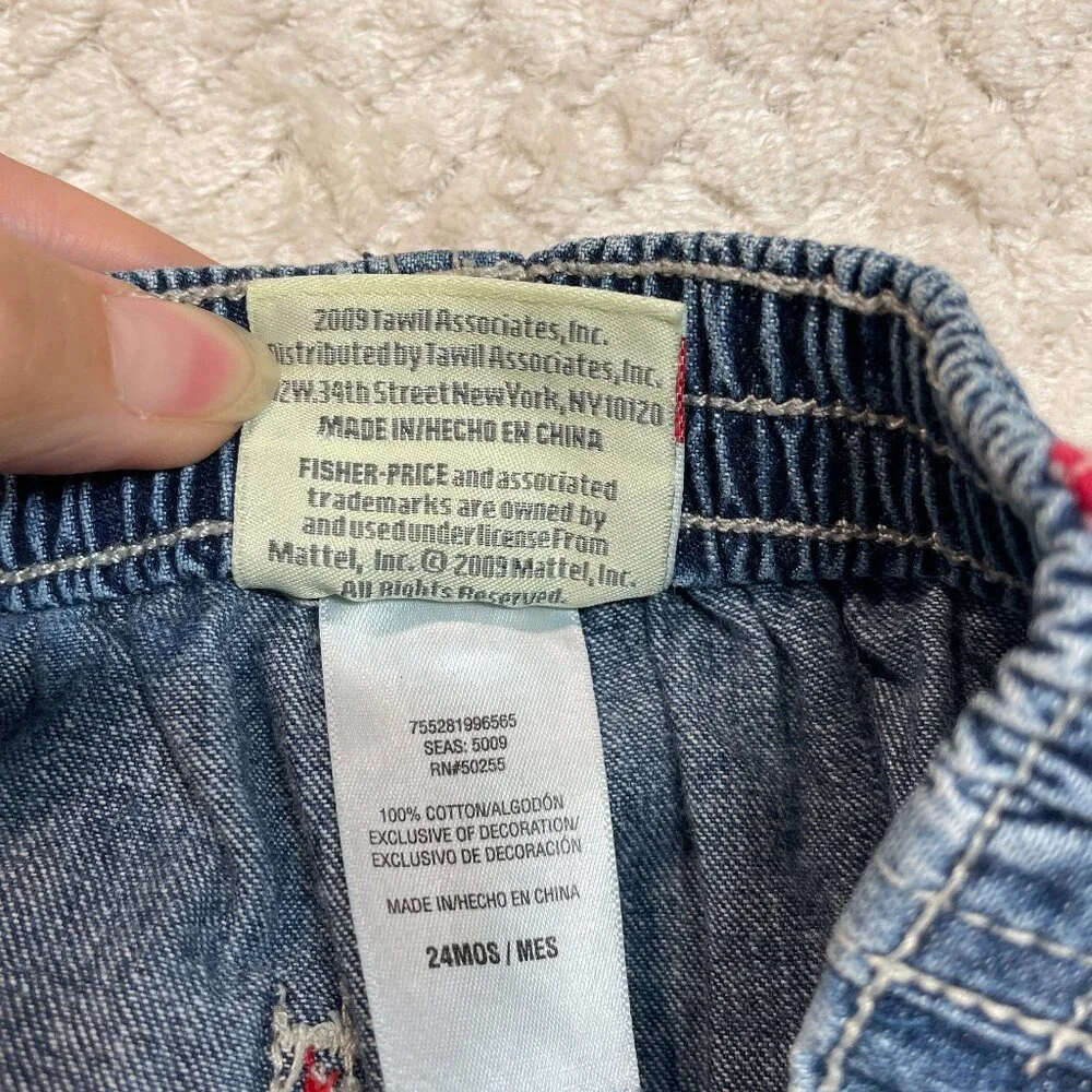 Vintage Y2K 2009‎ Fisher Price Toddler Embroidered Cuffed Roll Up Jeans 24 mos